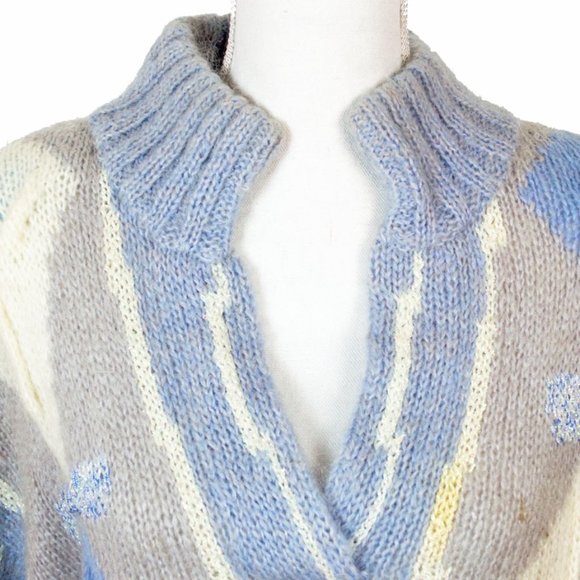 Needleworks Vintage Mohair Blend Geometric Diamond Pattern Hand Knitted Sweater - Picture 3 of 13